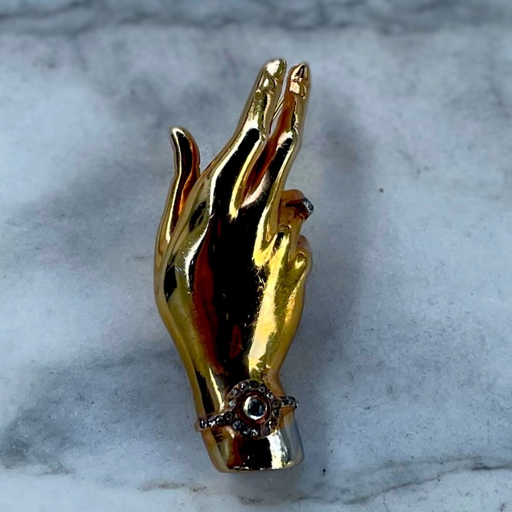 Art Deco Gilt Corsage Hand Brooch